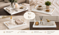 Elegant White Marble-Effect Serving Tray with Gold Handles – 50 × 30 cm