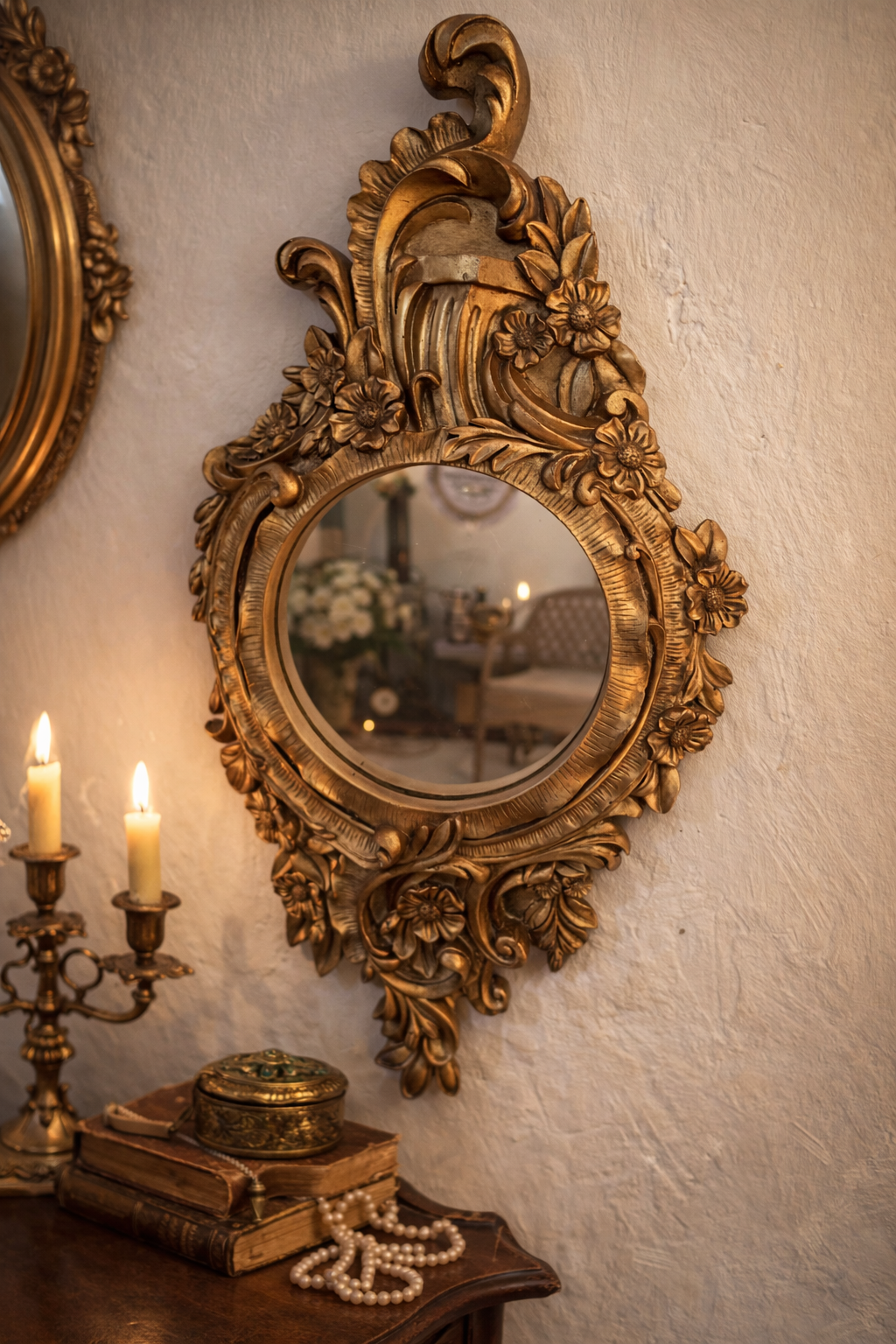 Ornate Gilded Floral Wall Mirror