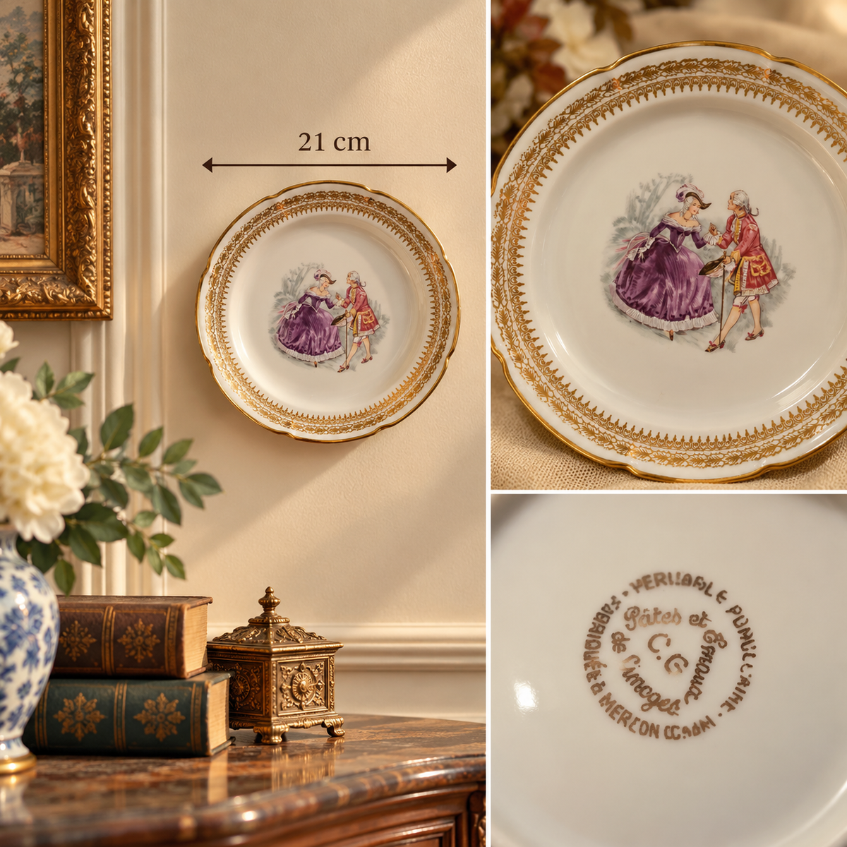 Vintage Limoges France Porcelain Decorative Plate – 21 cm