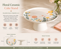 🌸 Floral Garden Ceramic Cake Stand – 27 cm