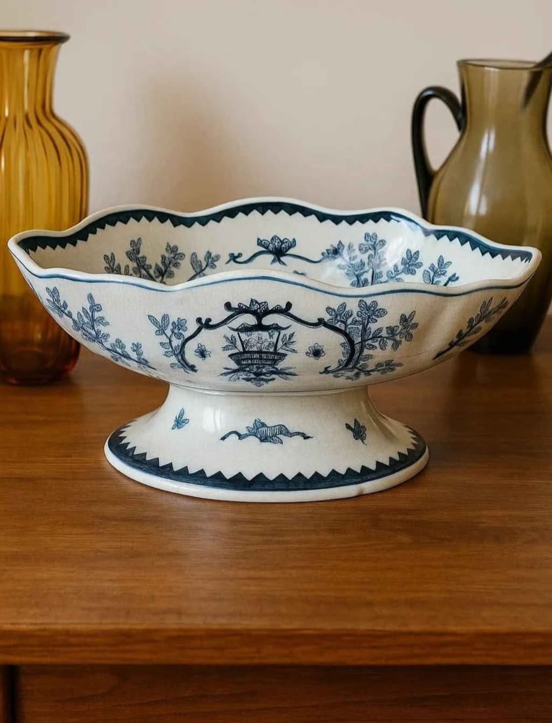 Crackle Ceramic Centerpiece
Bowl – Blue and White Delft-Style
Centerpiece