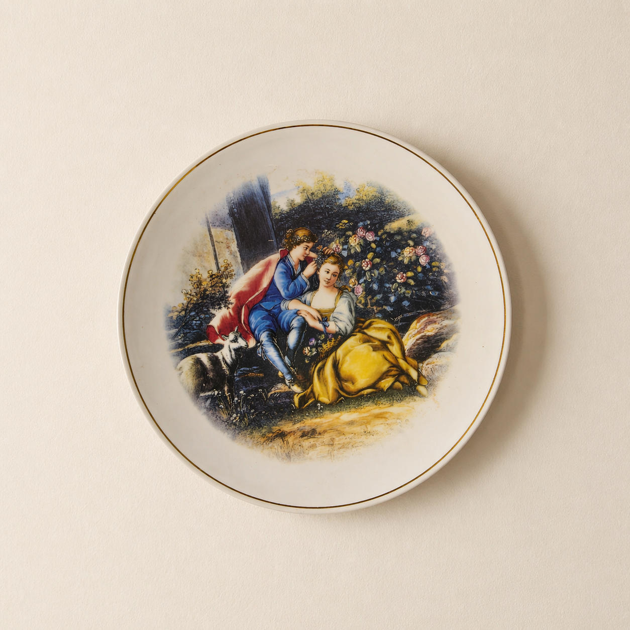 Vintage Romantic Porcelain Wall Plate – Classic European Scene