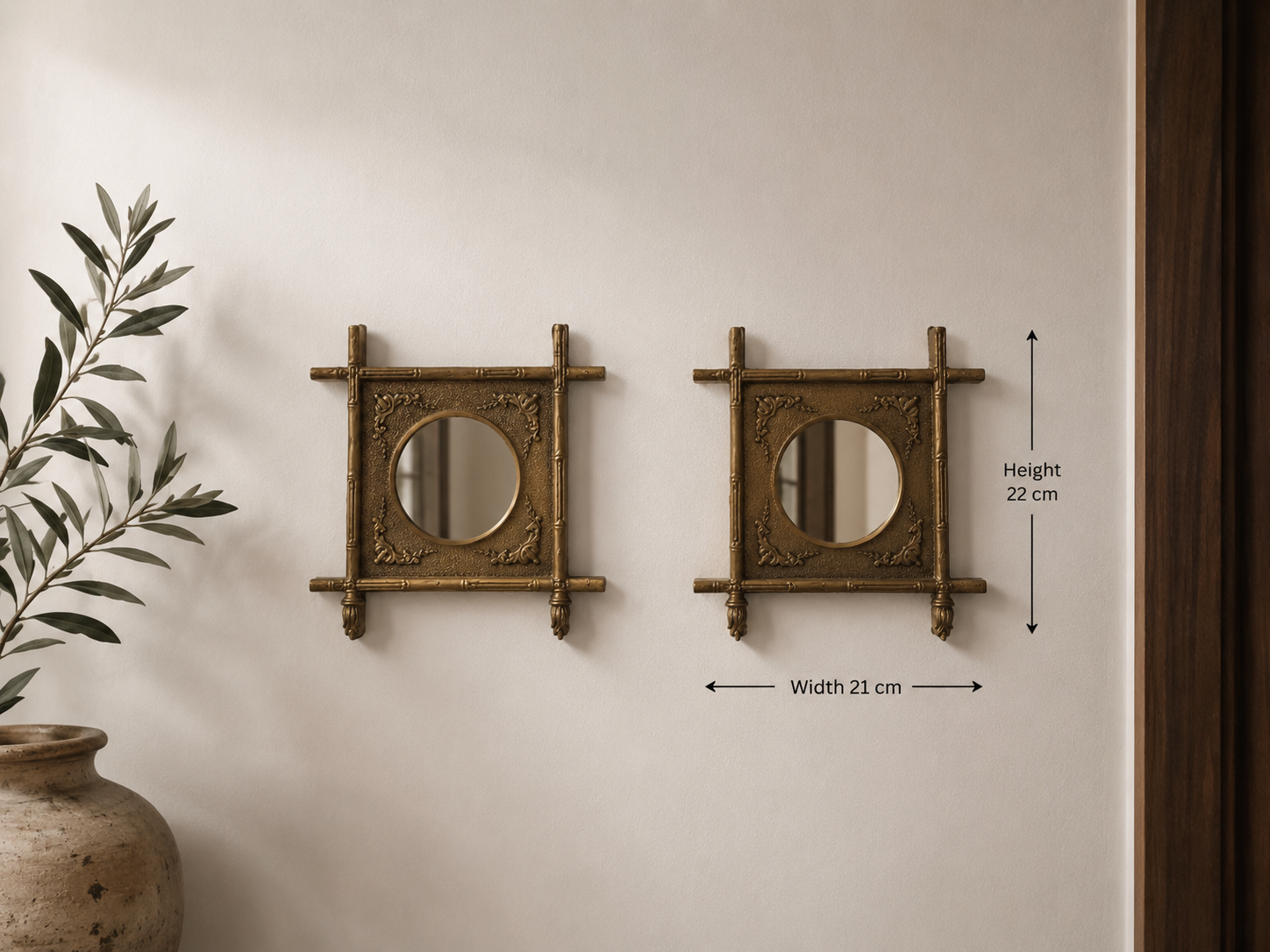 Vintage Gold Resin Wall Mirrors – Set of 2