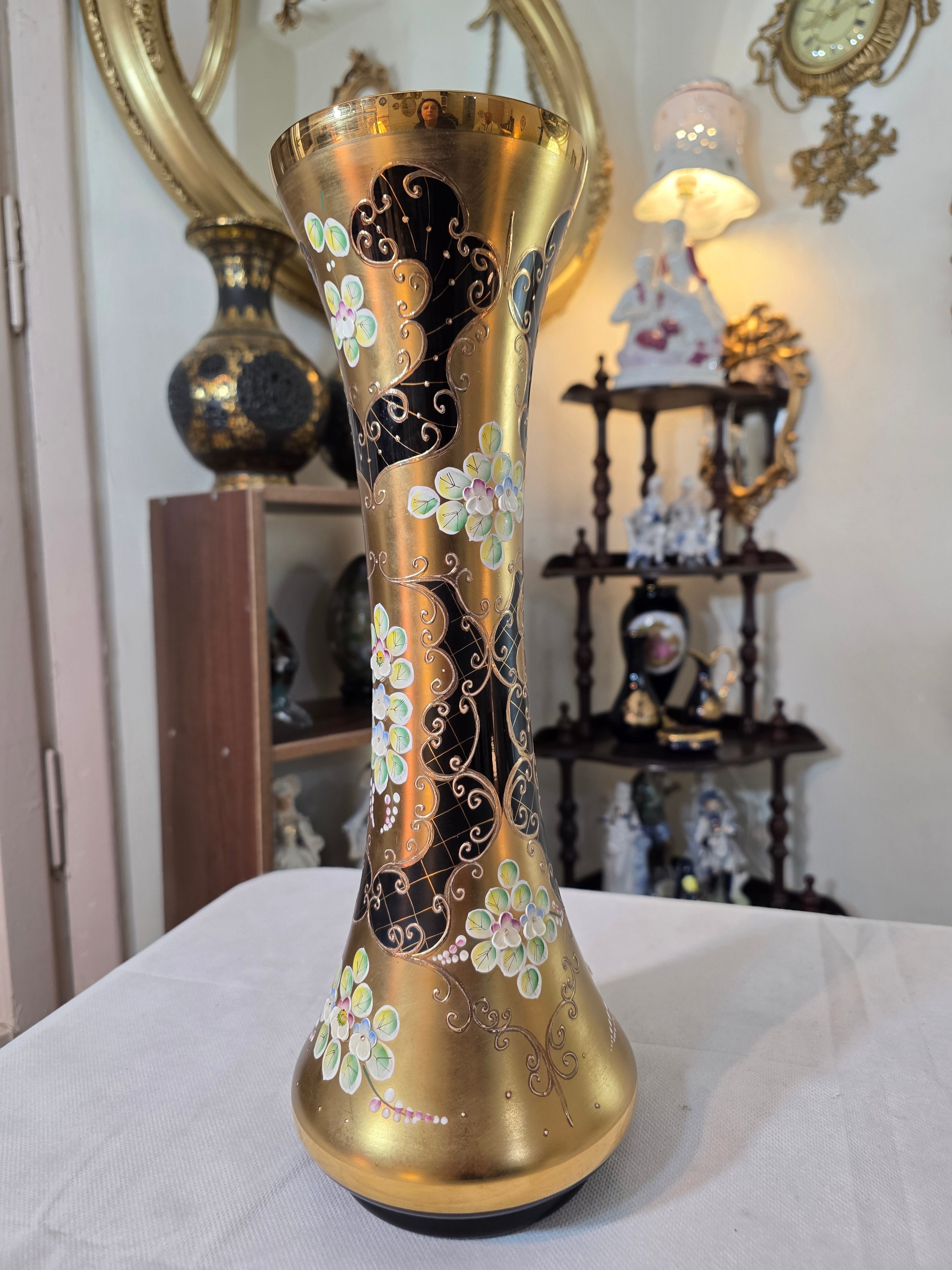 Bohemian Black tall vase