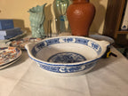 Large Chinese Blue and White Porcelain Centerpiece Bowl with Handles – Imperial Dragon Design