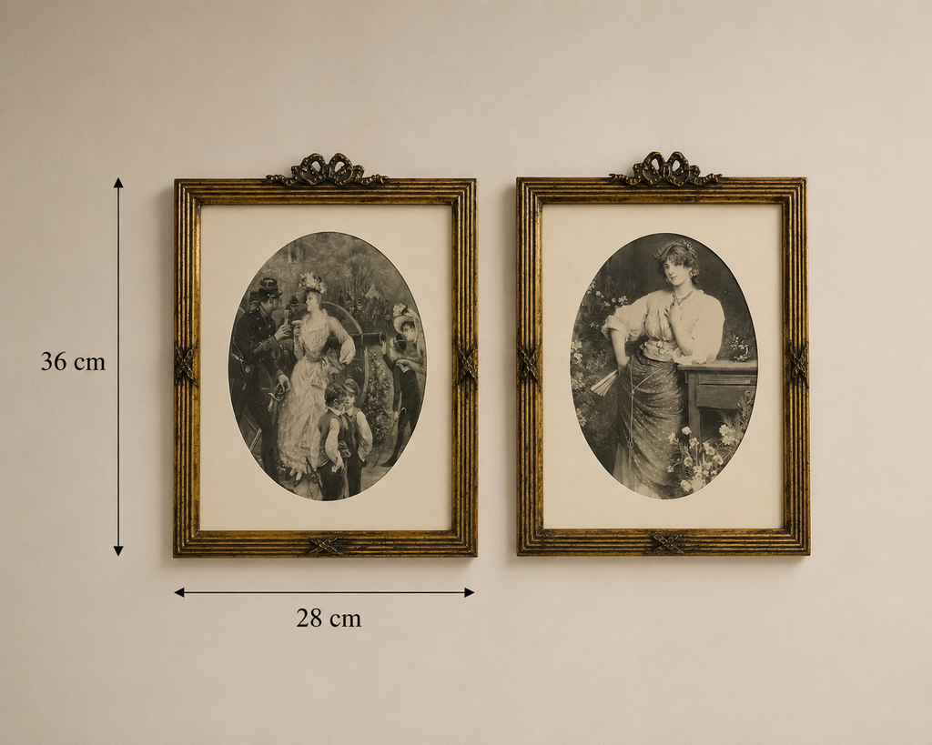 Vintage French Style Gravure Wall Art Pair