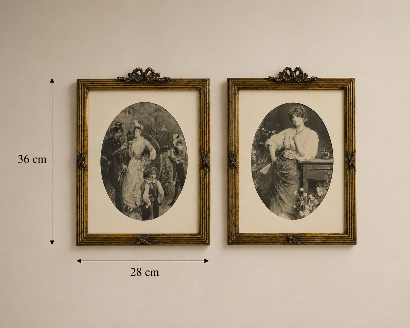 Vintage French Style Gravure Wall Art Pair