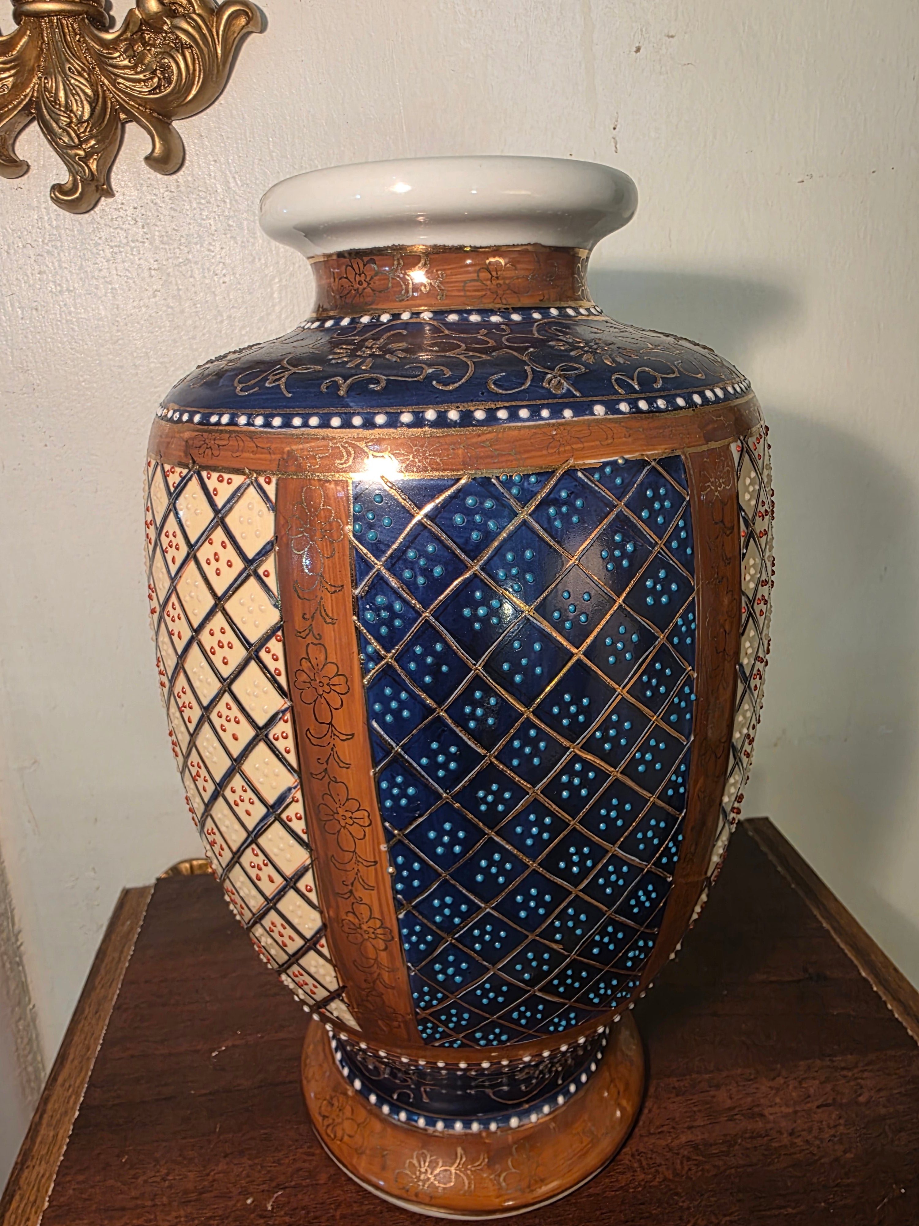 Japanese Satsuma-style vase (moriage technique)