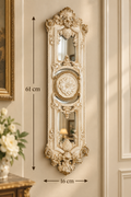 Ornate Rococo-Style Tall Wall Mirror – Ivory & Aged