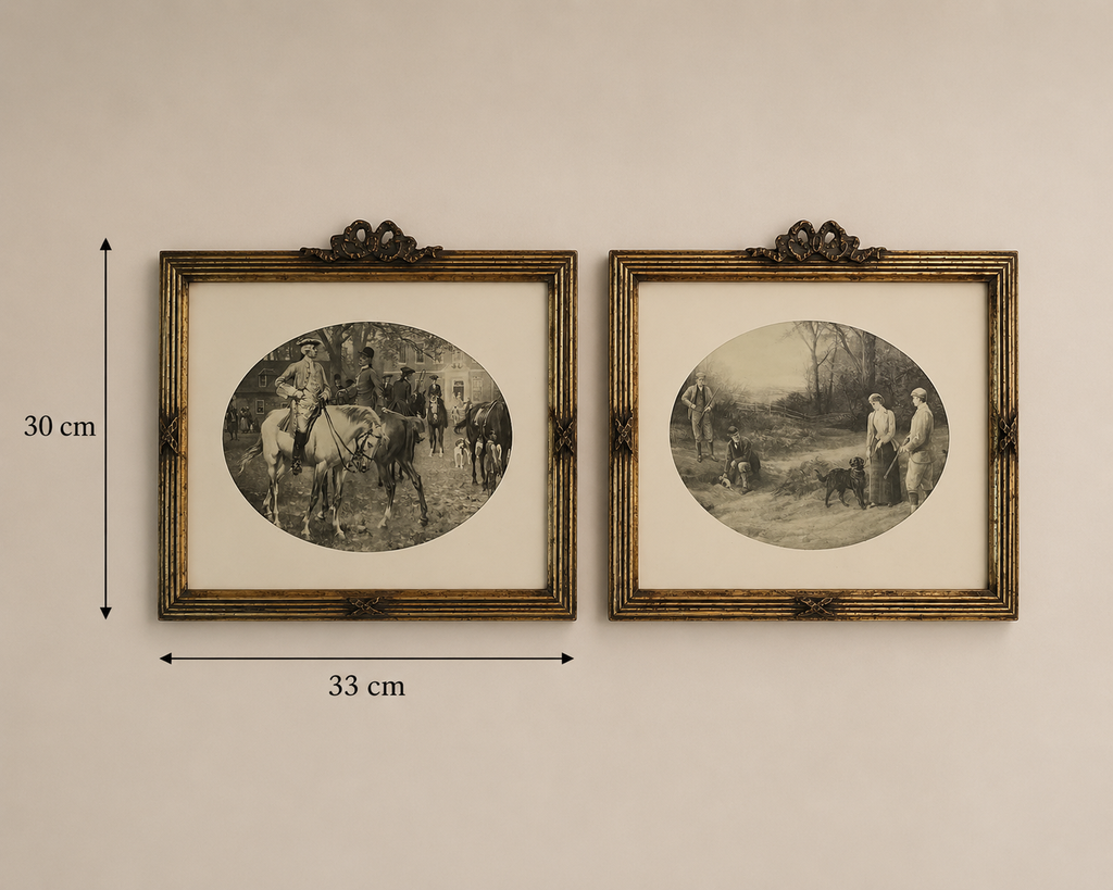 Vintage Equestrian & Countryside Gravure Pair