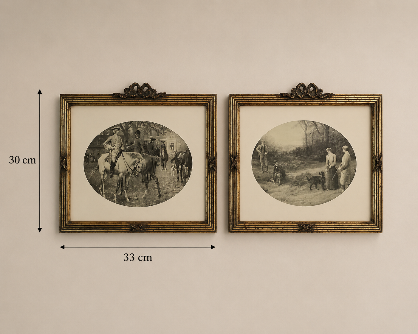 Vintage Equestrian & Countryside Gravure Pair