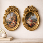 Rococo Elegance – Vintage Gold Oval Wall Art Set