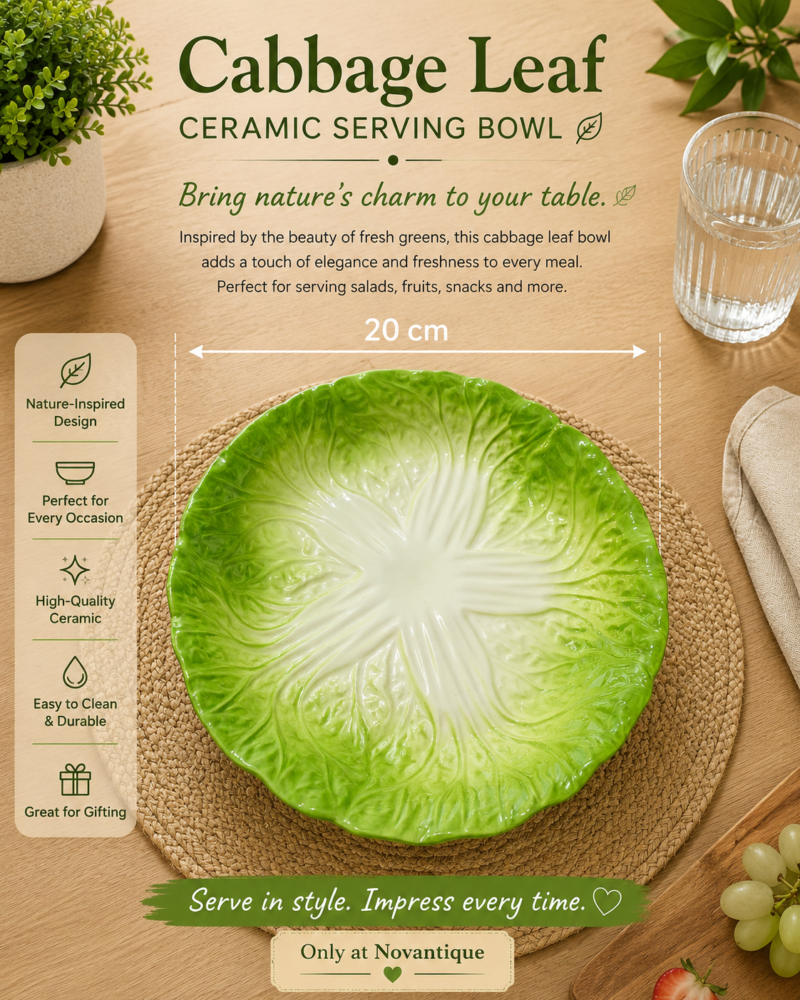 🥬 Cabbage Leaf Serving Plate