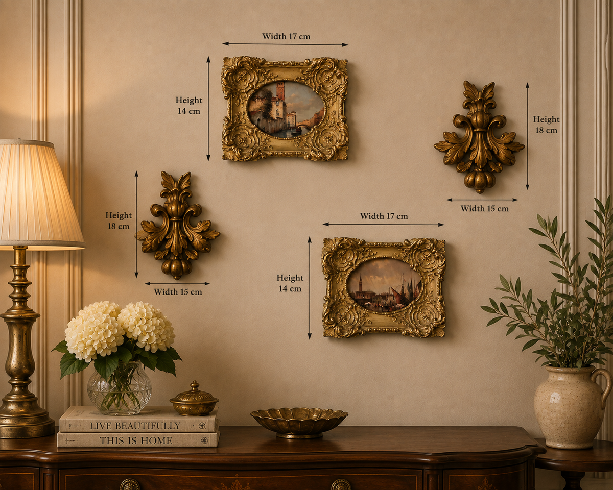 ✨ Vintage Gilded Wall Art Duo – European Scenes