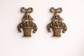 Vintage Copper Floral Basket Wall Plaques – Set of Two
