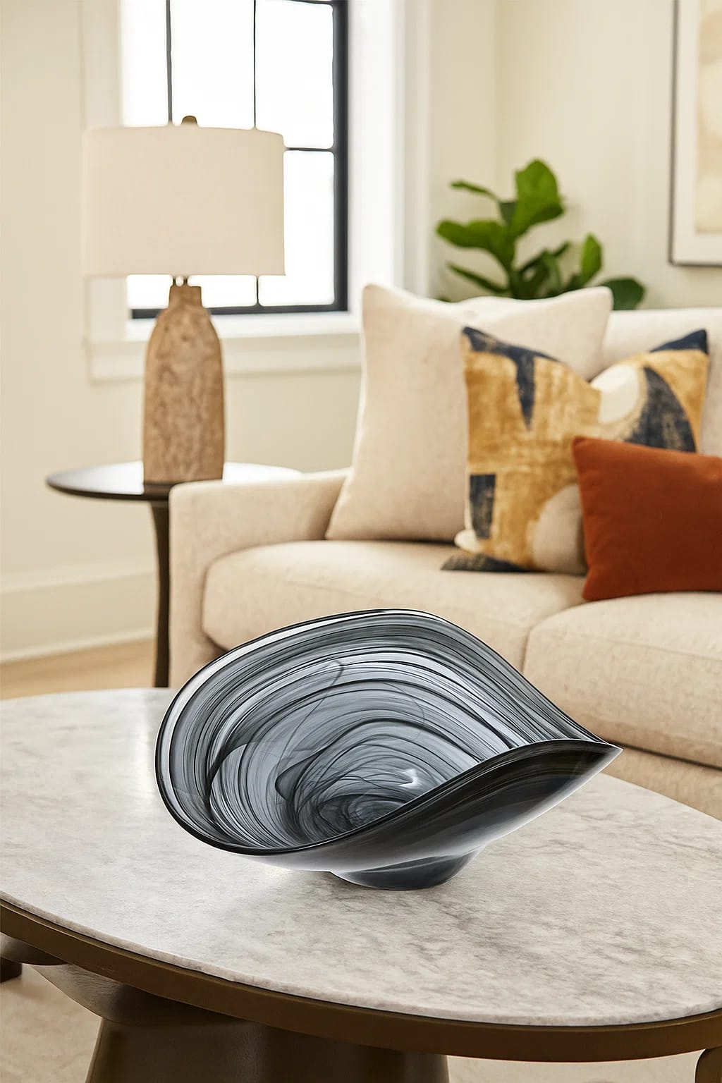 Swirled Art Glass Centerpiece Bowl