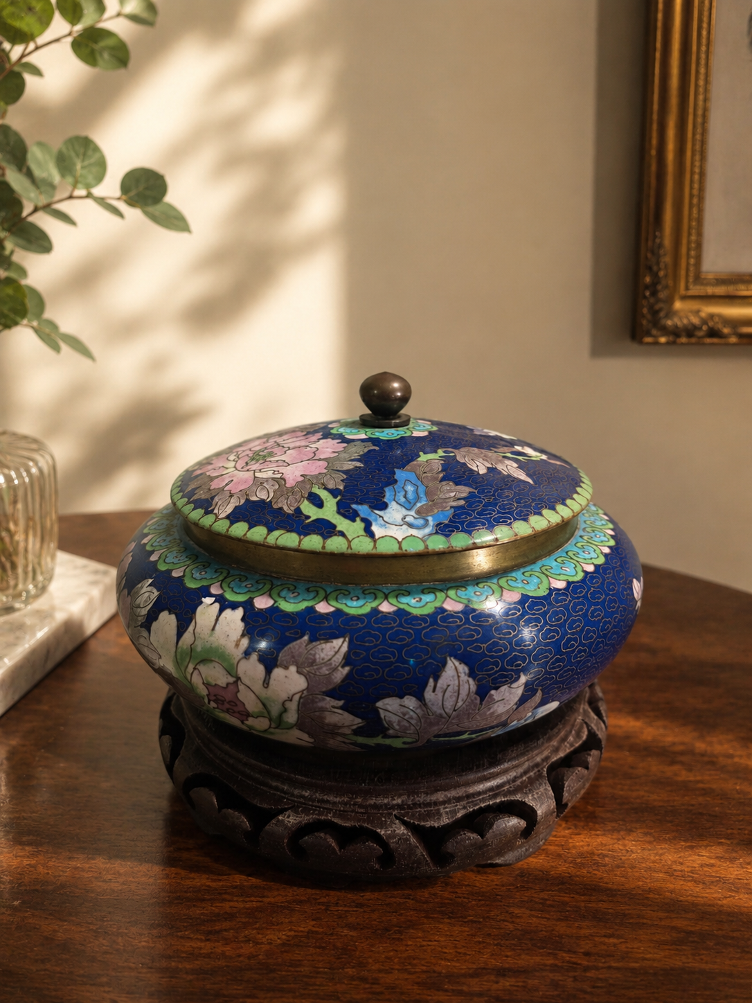 Vintage Cloisonné Floral Bonbonnière