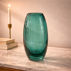Murano Teal Green Glass Vase – Handblown Minimal Elegance