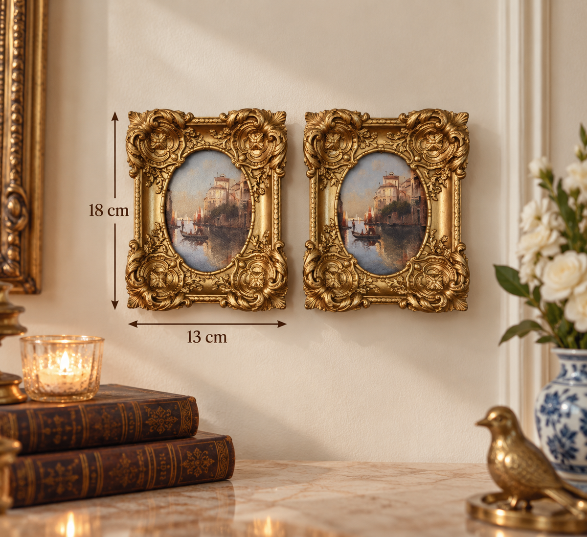 Small Vintage Venetian Canal Wall Art Duo