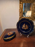 Vintage Cobalt Blue & Gold Porcelain Set – Romantic Cameo Design
