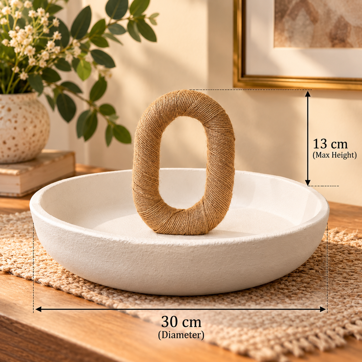 Ivory Sculptural Stone-Look Centerpiece