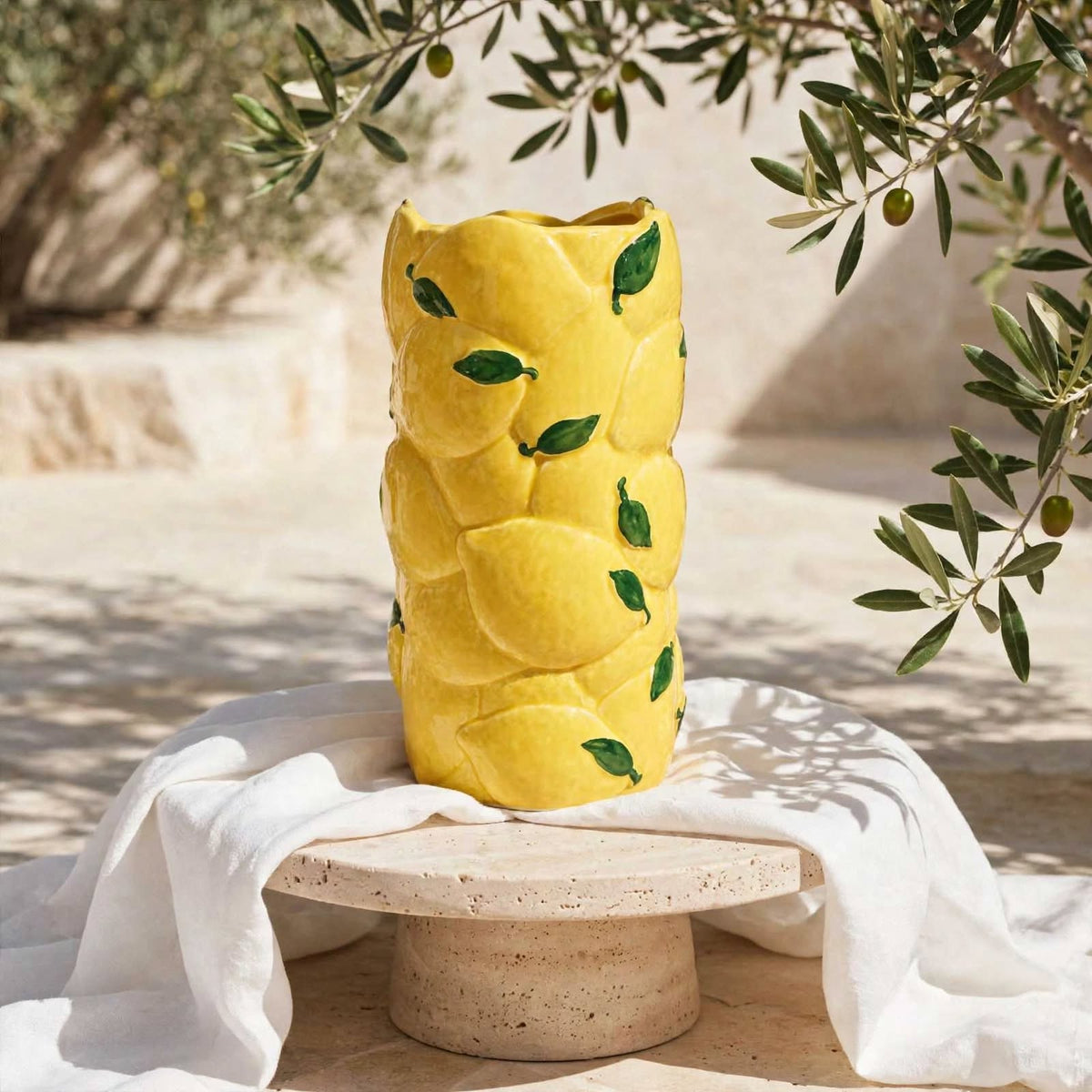 Lemon Grove Statement Ceramic Vase – 25 cm