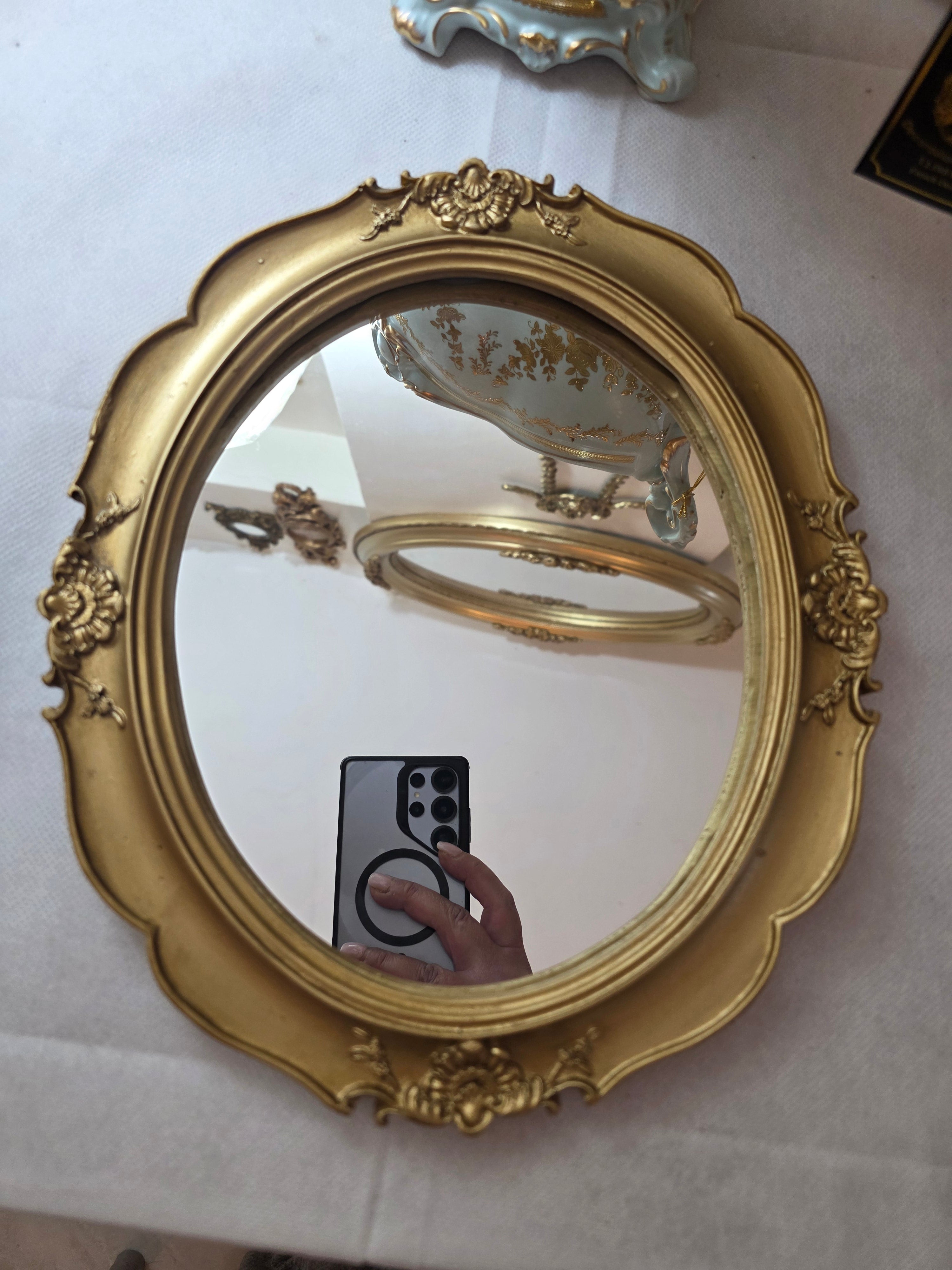 Vintage Oval Gilded Rococo Mirror