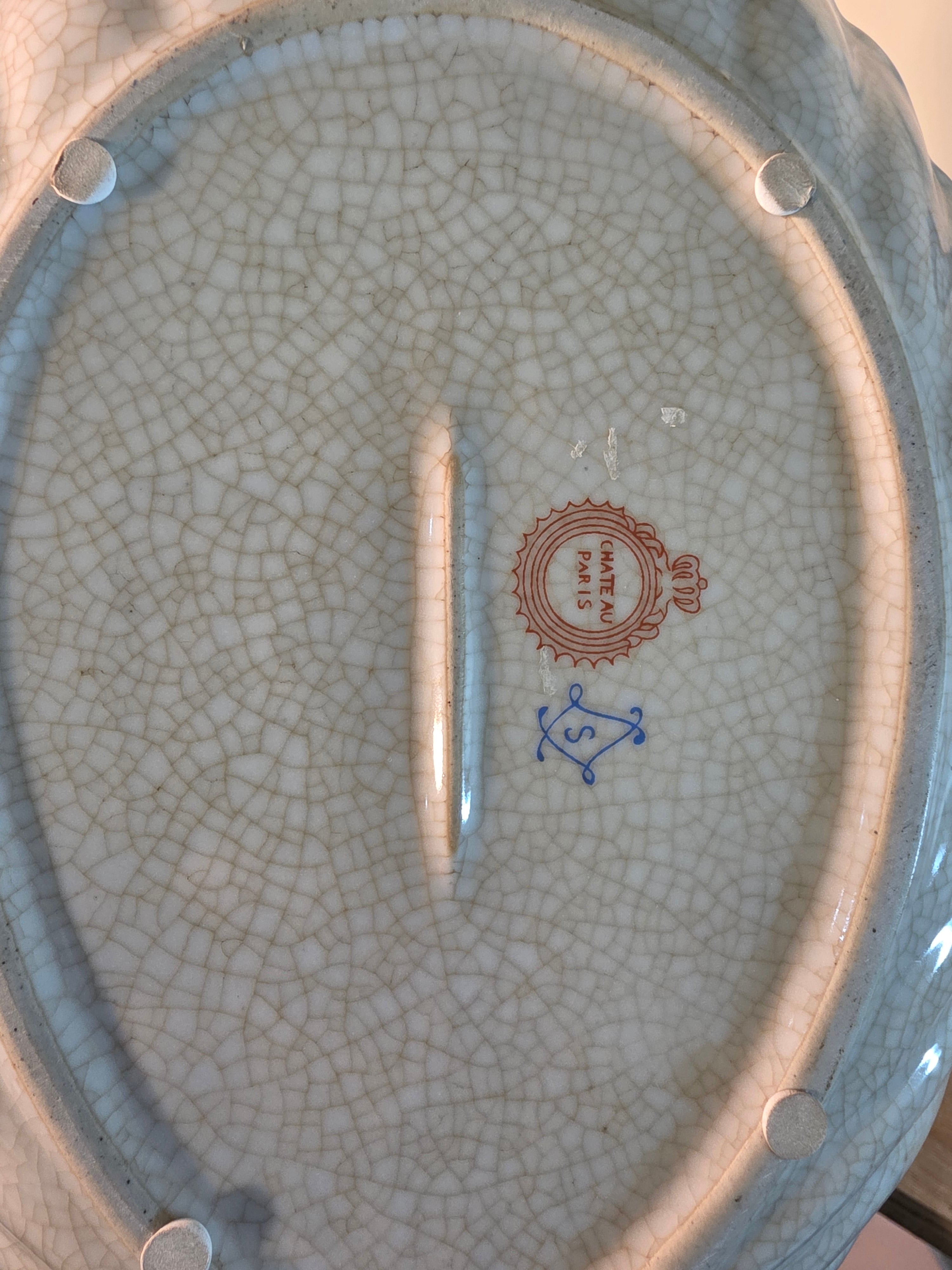 Sèvres Château Paris Porcelain Bird Tray with Bronze Floral Mounts