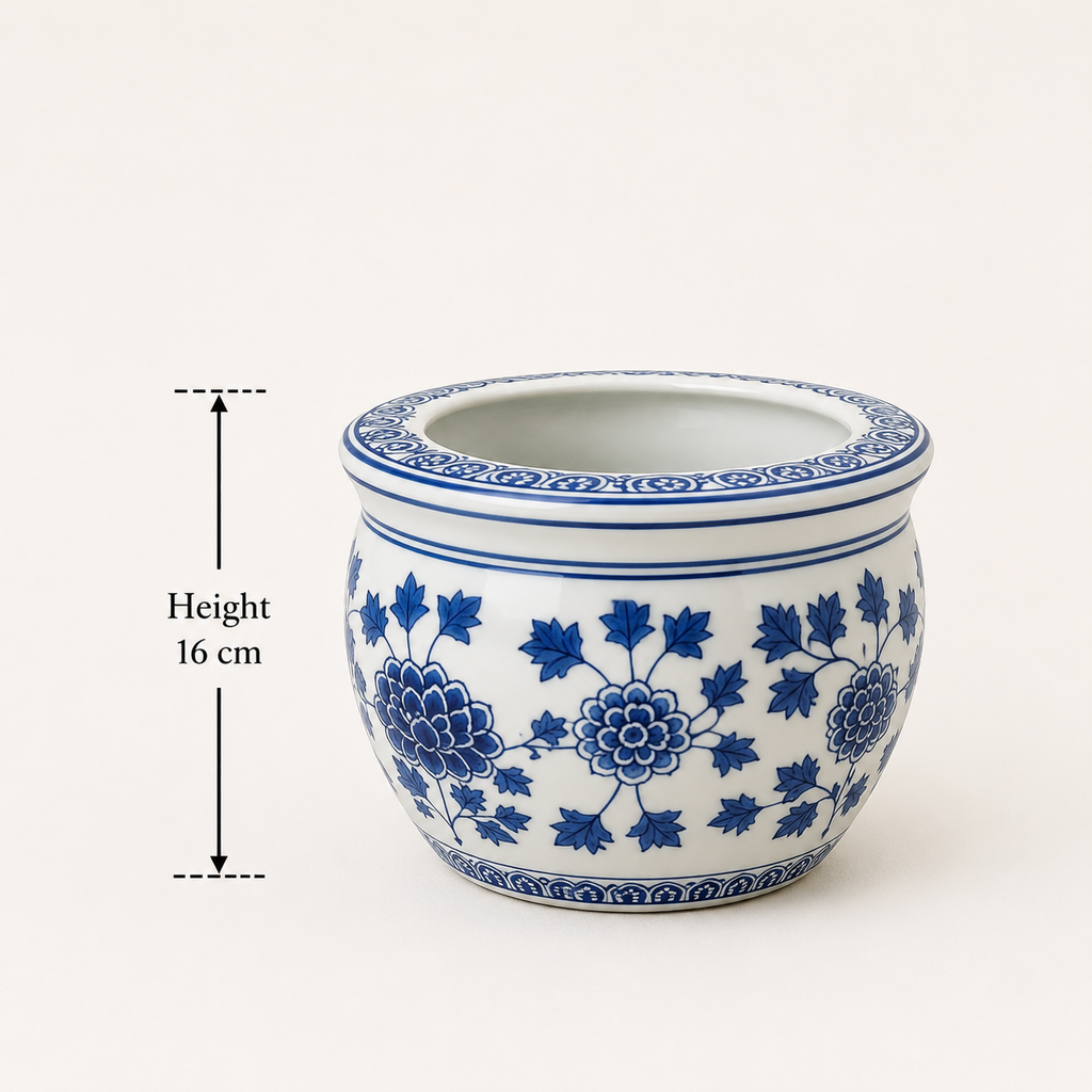 Bleu Blanc Floral Porcelain Planter