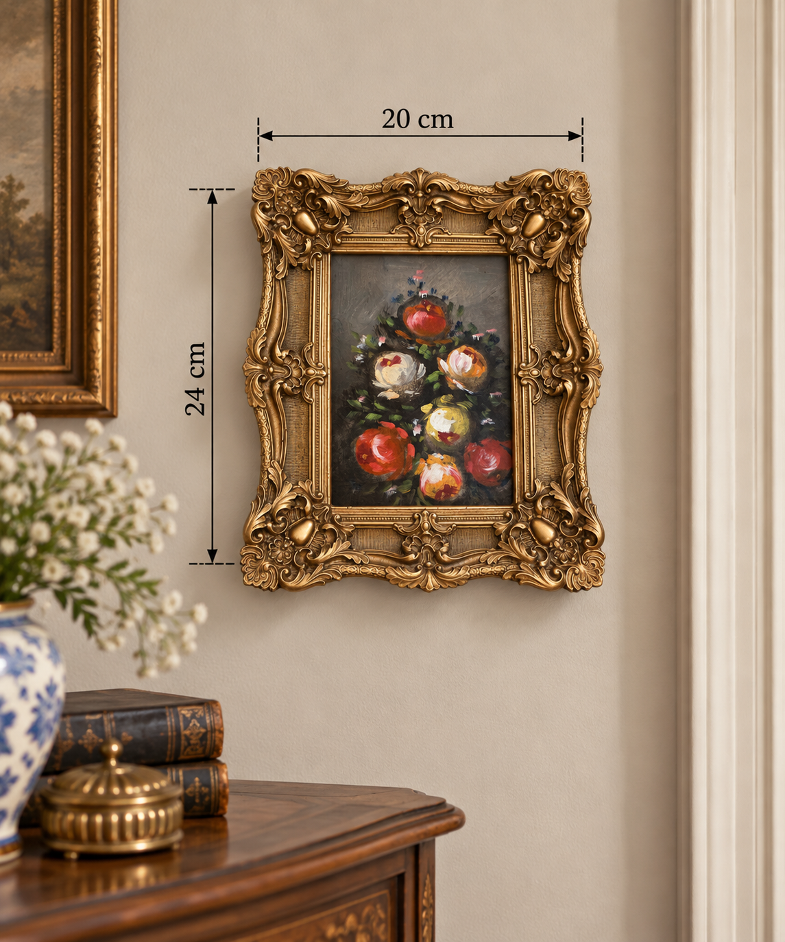 Timeless Floral Elegance – Ornate Gold Frame