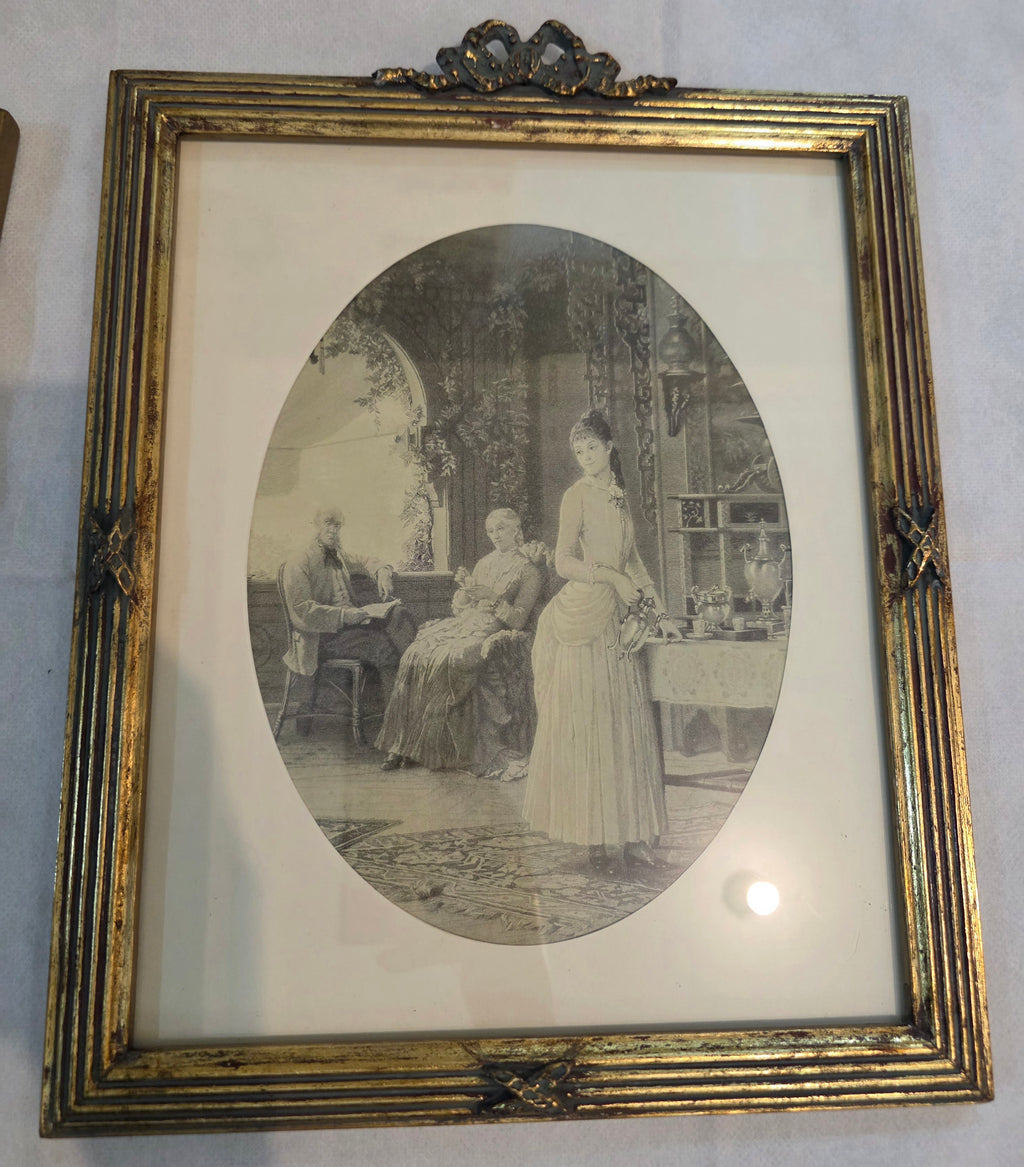 Vintage French Style Framed Gravure Pair