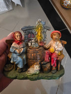 Vintage Hard Plastic Italian Village Peasant Couple Diorama Figurine - Italy 767