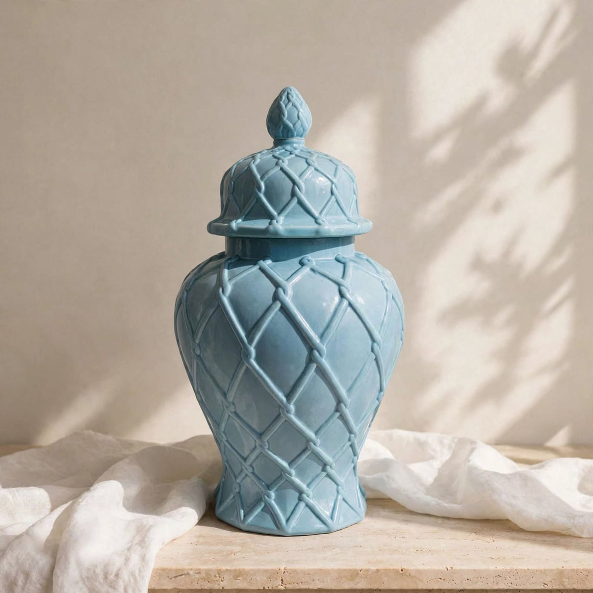Sky Blue Ceramic Ginger Jar – 50 cm