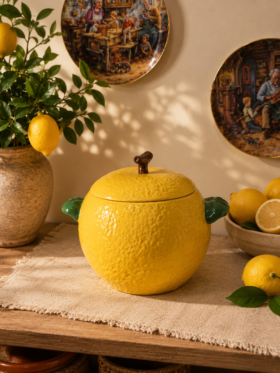 Lemon Orchard Oven-Safe Ceramic Pot