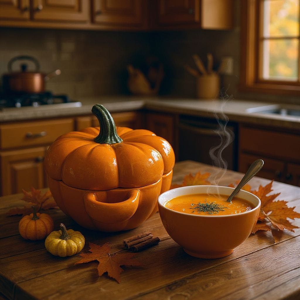 Pumpkin Ceramic Soup Cocotte with Lid