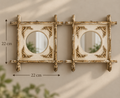 Pair of Vintage-Style Bamboo & Floral Wall Mirrors
