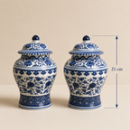 Bleu Blanc Ginger Jar Pair