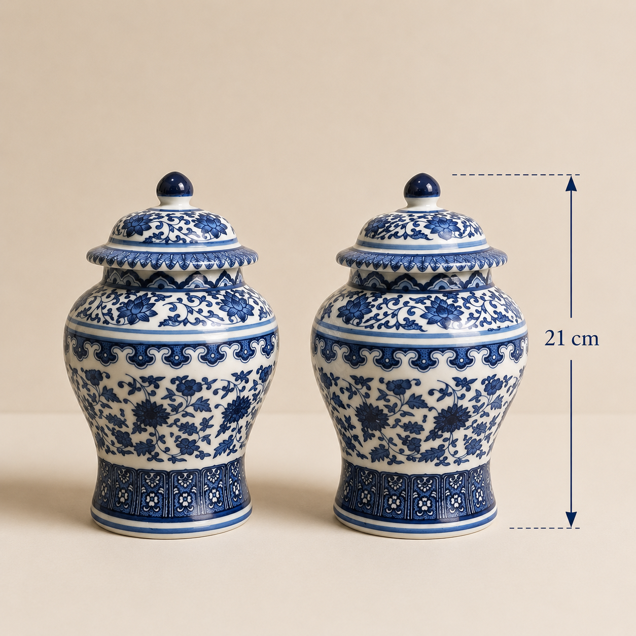 Bleu Blanc Ginger Jar Pair
