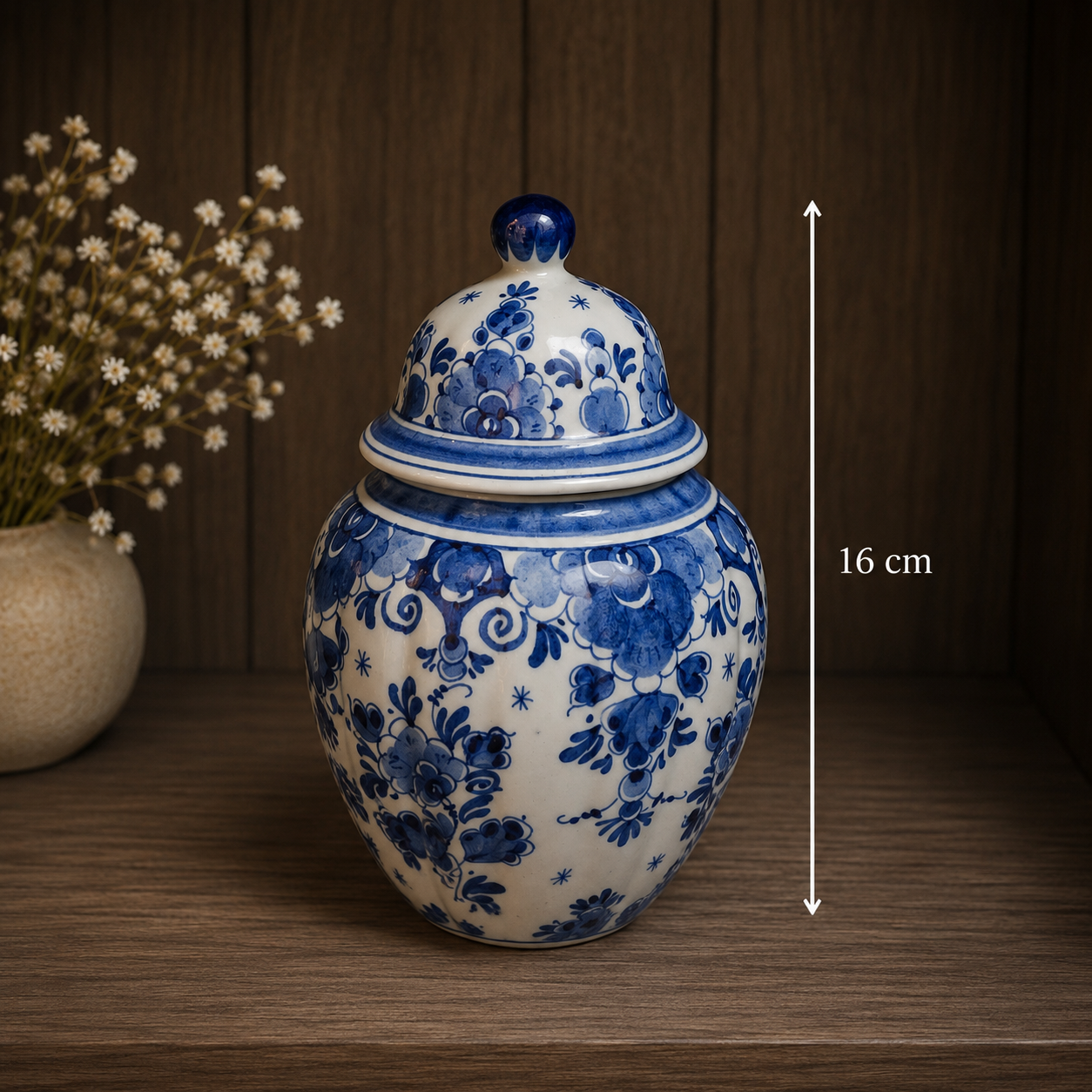 Delft Lidded Ginger Jar