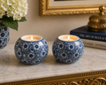Bleu Blanc Small Candle Holder Pair