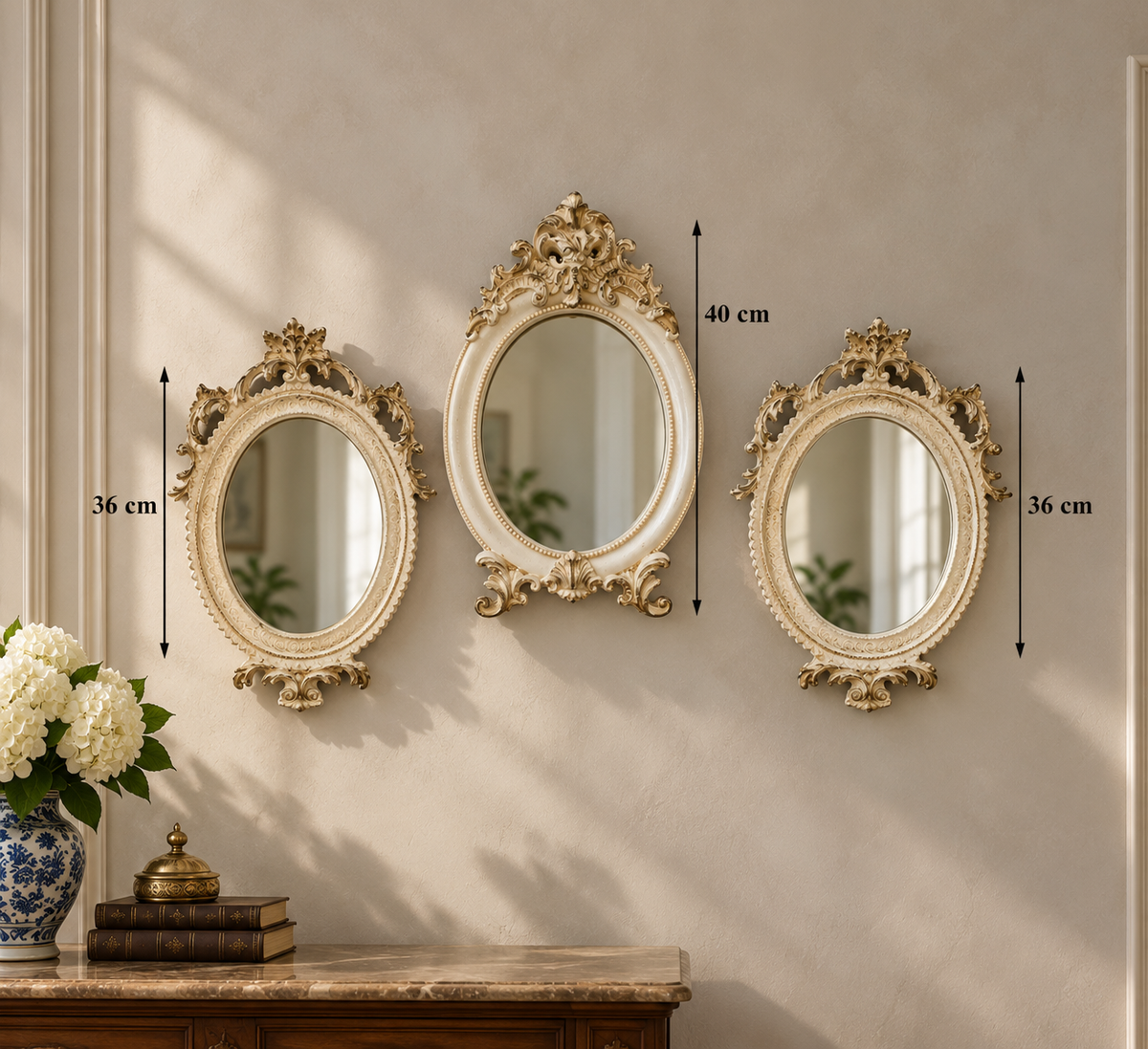 Vintage Ivory & Gold Ornate Mirror Collection - P2 - 03