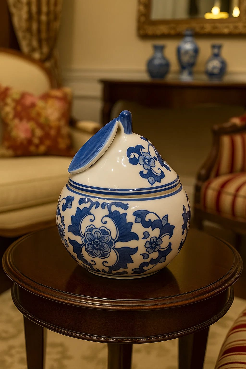 Blue & White Gourd-Shaped Lidded Jar