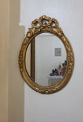 Vintage French-Style Oval Gilt Mirror with Ribbon Crest