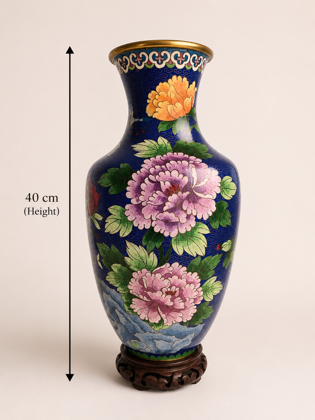 Large Cloisonné Floral Vase