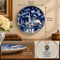 Vintage Leni Parbus Bavaria Christmas 1994 Porcelain Collector Plate - "Kirche zu Rottach-Egern am Tegernsee" - Echt Kobalt Blue and White