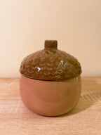 Acorn-Shaped Ceramic Storage Jar with Textured Lid – 12 cm