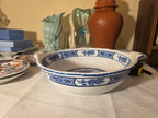 Large Chinese Blue and White Porcelain Centerpiece Bowl with Handles – Imperial Dragon Design