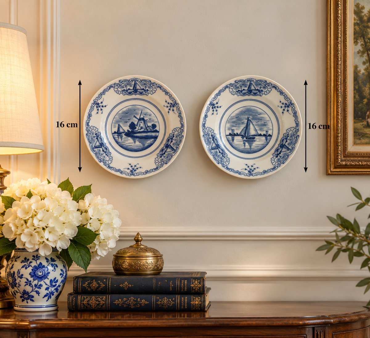 Vintage August Warnecke "Delfzijl" Blue & White Porcelain Plates - Set of 2
