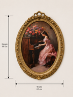 The Pianist – Romantic Oval Wall Art in Ornate Gold Frame