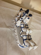 Vintage Blue and White Porcelain 4-Horse Drawn Carriage Figurine – Gilded Rococo Court Scene